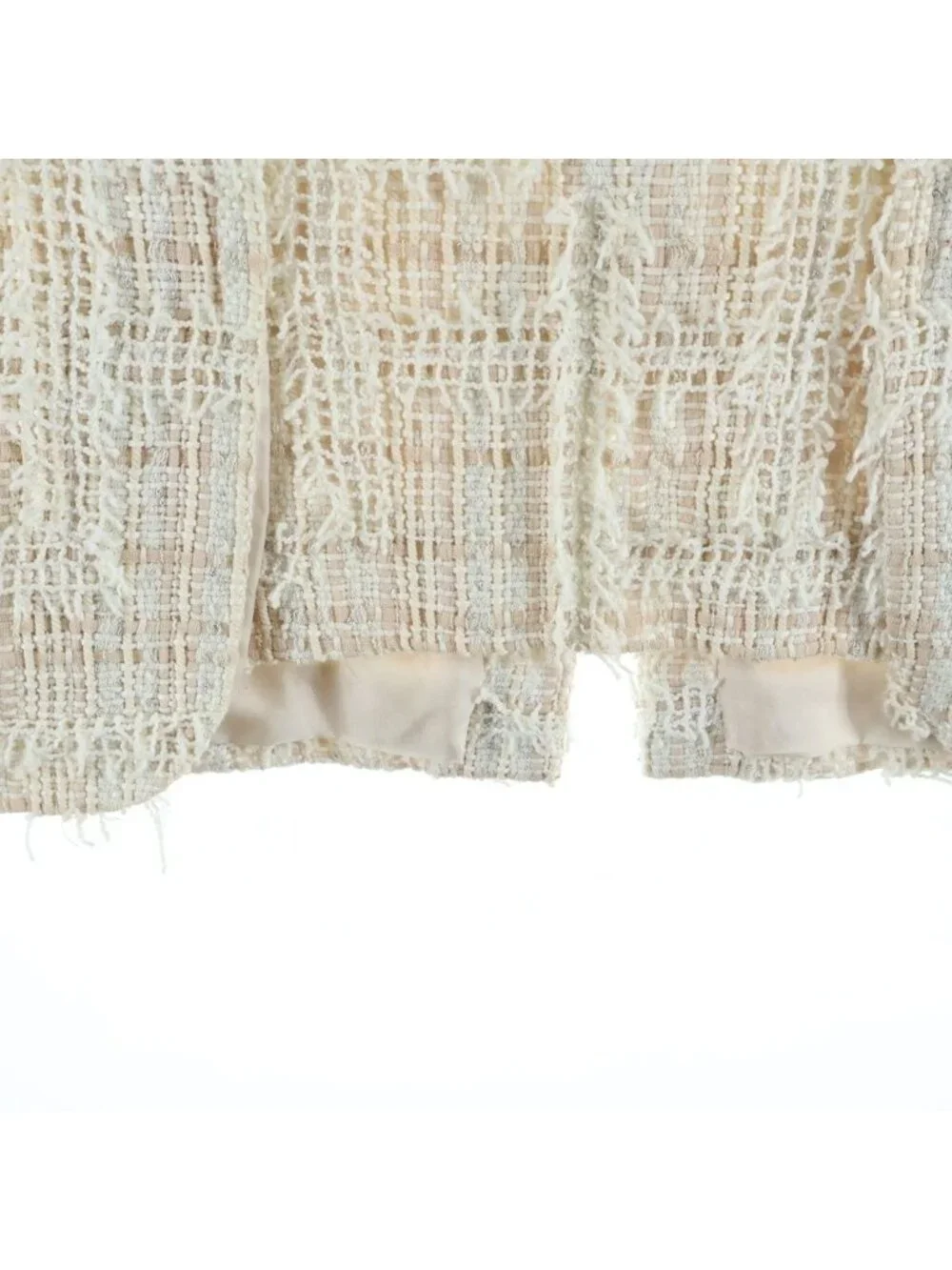 Chanel CC Logo Plate Decoration Tweed Skirt Pink White